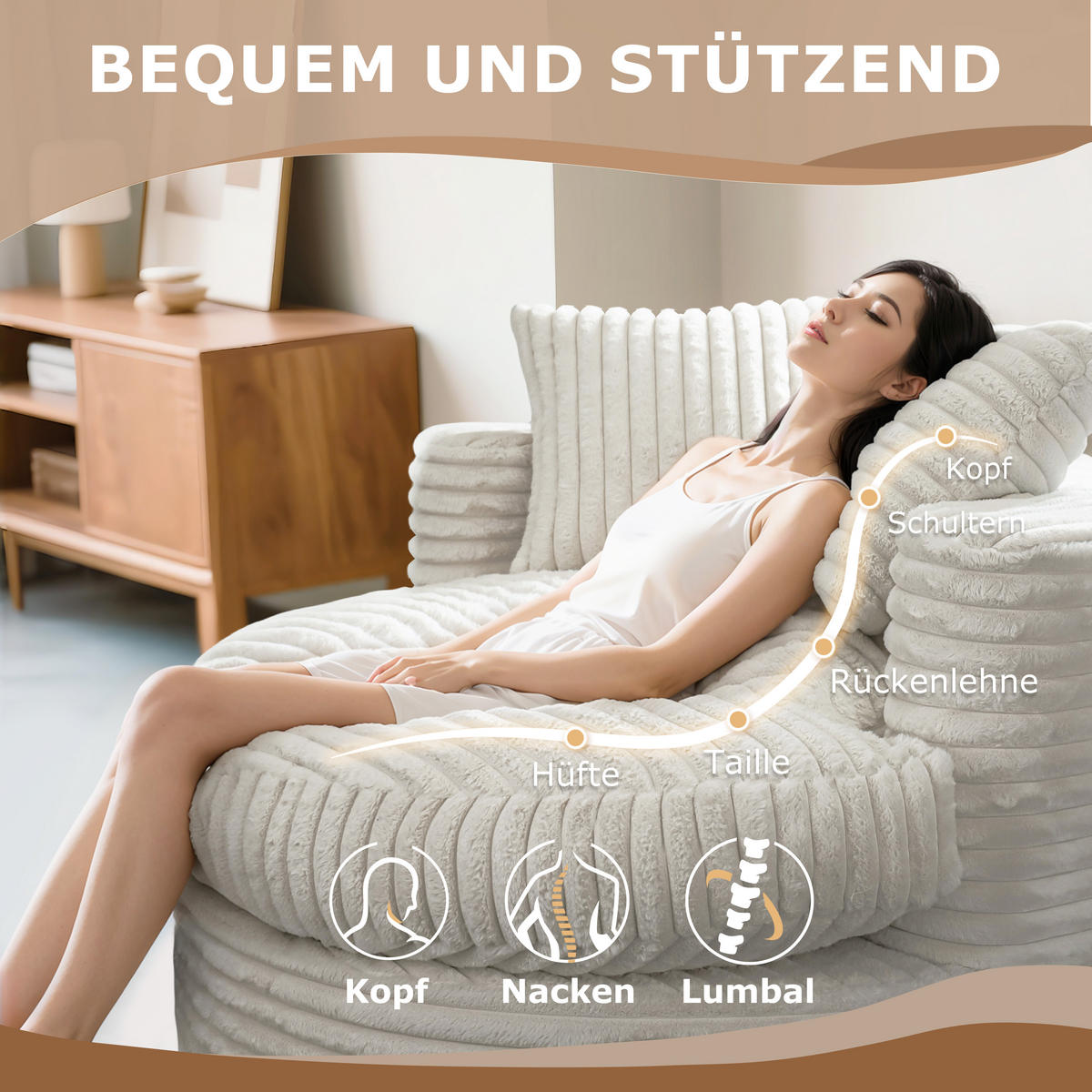 XXL-SESSEL Beige Cord - Beige, Textil (120/70/120cm) - Vercart