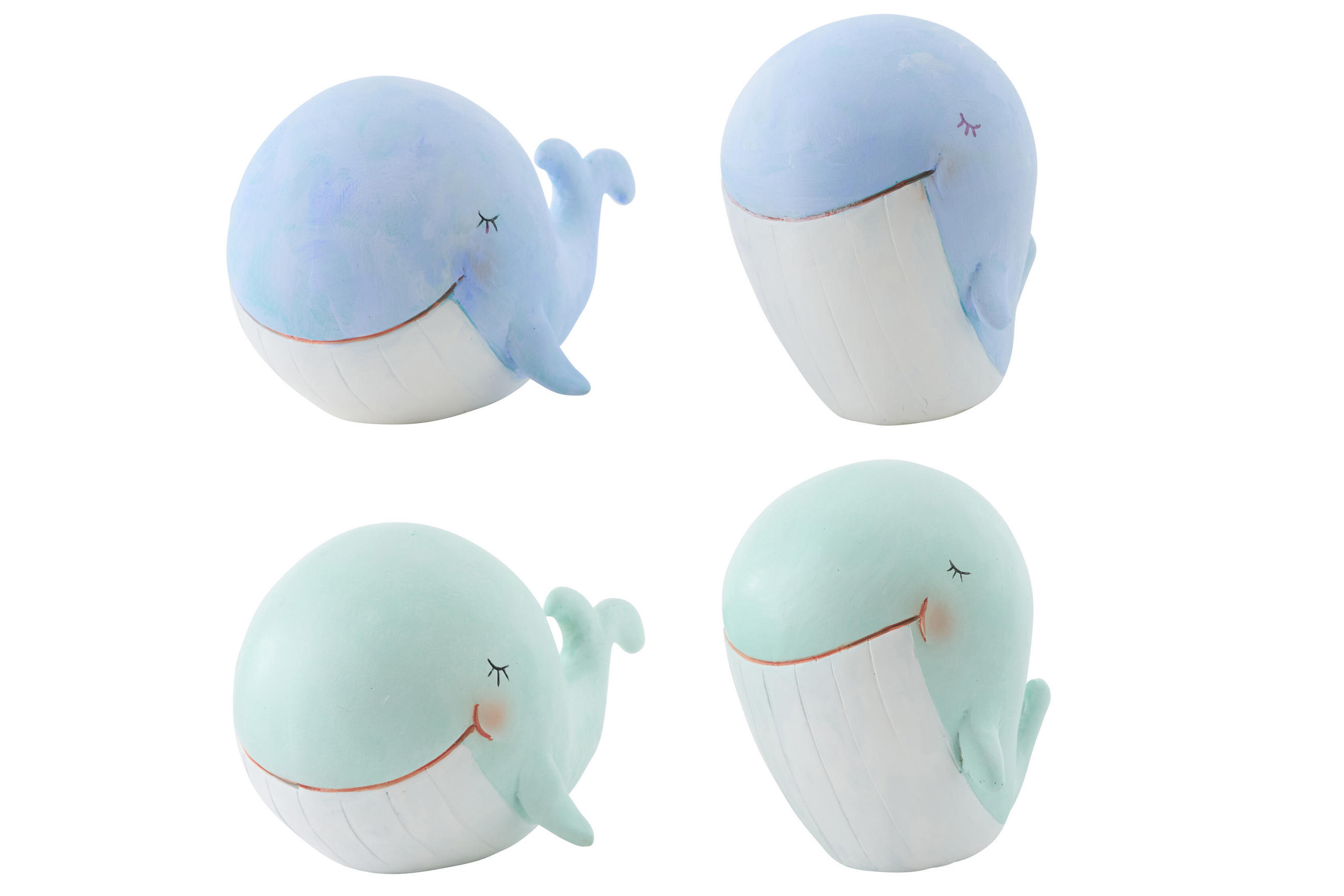 DEKOOBJEKT WAL (4ER SET) - Blau, Glas/Naturmaterialien (7/8.5/9.5cm) - J-Line