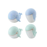 DEKOOBJEKT WAL (4ER SET) - Blau, Glas/Naturmaterialien (7/8.5/9.5cm) - J-Line