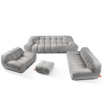 SITZGARNITUR VENA Bouclé, Hellgrau - Hellgrau, Holz/Textil (65/38/65cm) - KONSIMO®