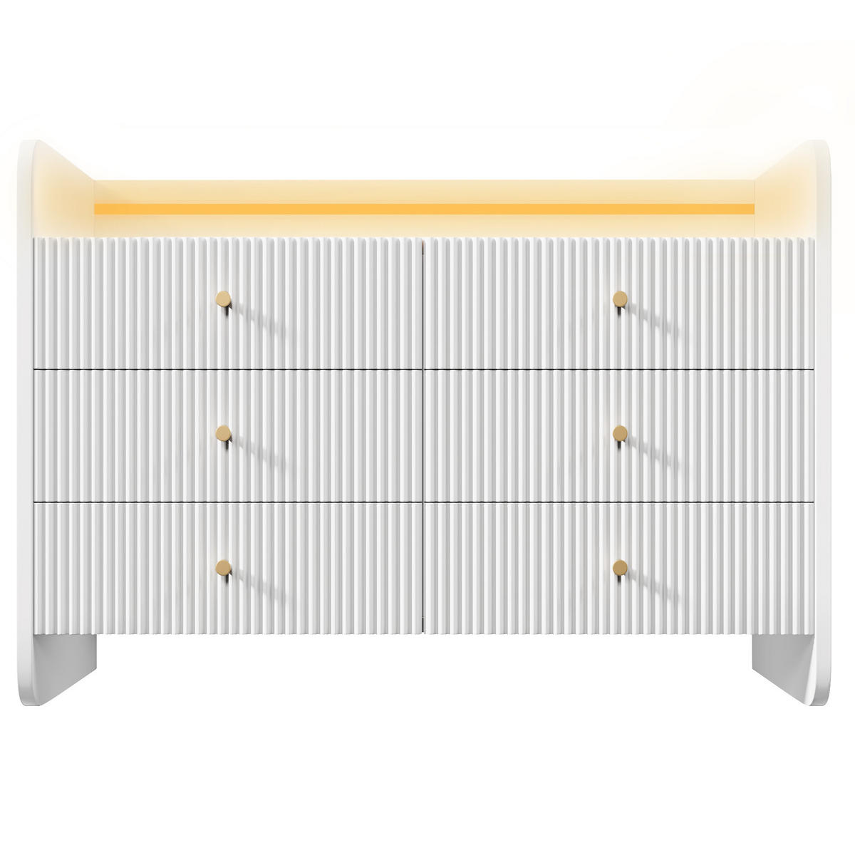 SIDEBOARD mit LED-Beleuchtung 120 x 40 x 75 cm Weiß 6 Schubladen - Weiß, Holzwerkstoff (120/75/40cm) - Meubliv