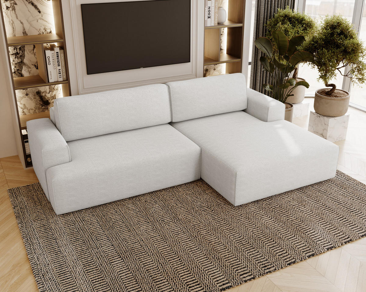 ECKSOFA L-Form 270 cm Boston mit Bettkasten, Schlaffunktion, Rechts, Creme - Creme, Holz (270/165cm) - Emporius