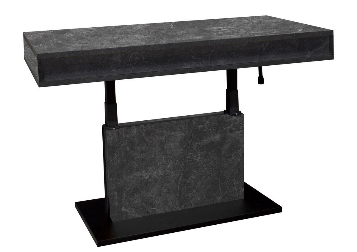COUCHTISCH Höhenverstellbar Else 2 110x59x60 Holz Keramikoptik Grau - Schwarz/Grau, Holzwerkstoff (110/60/59cm) - 58aufmkessel