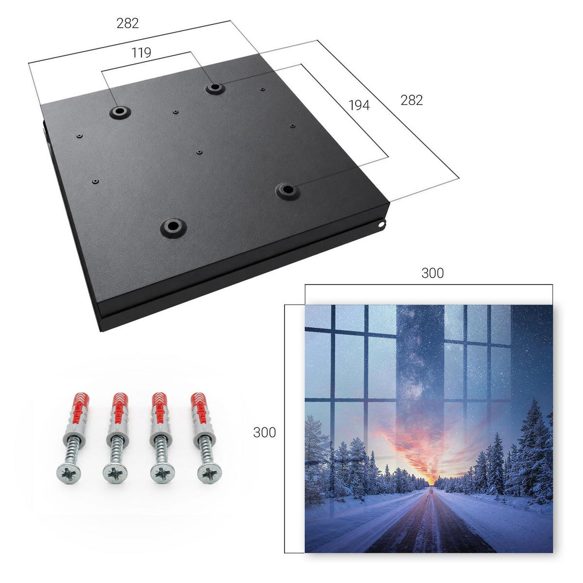SCHLÜSSELBOX Schwarz 30x30 cm- Türöffnung nach rechts - Sterne über der Straße - Blau, Metall (30/30/5cm) - TULUP