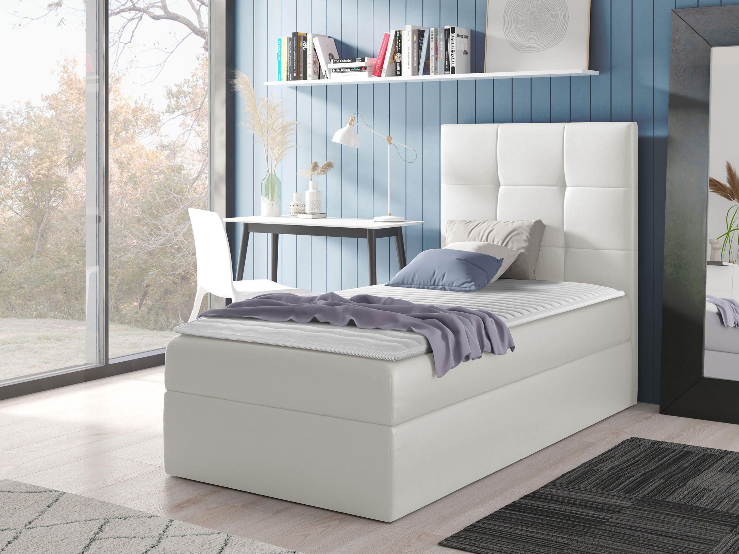 BOXBETT Mini 2, Seite zum Öffnen des Bettkastens: Rechts - Weiß, Holz (100/200cm) - MIRJAN24