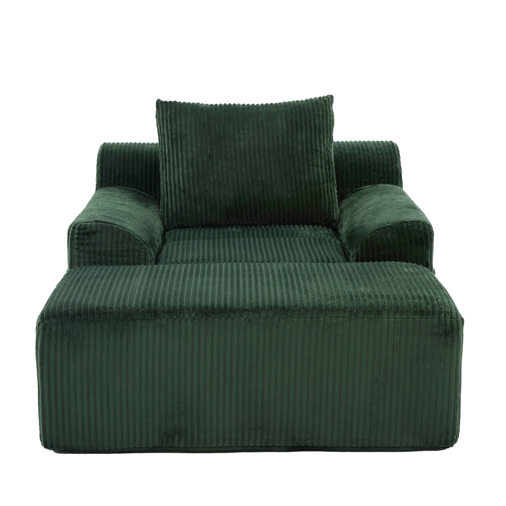 RELAXSESSELSET Übergroßer Loungesesselmit Fußhocker,Cord,Grün - Grün, Textil (110/87/147cm) - LVHOM