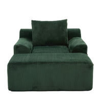 RELAXSESSELSET Übergroßer Loungesesselmit Fußhocker,Cord,Grün - Grün, Textil (110/87/147cm) - LVHOM