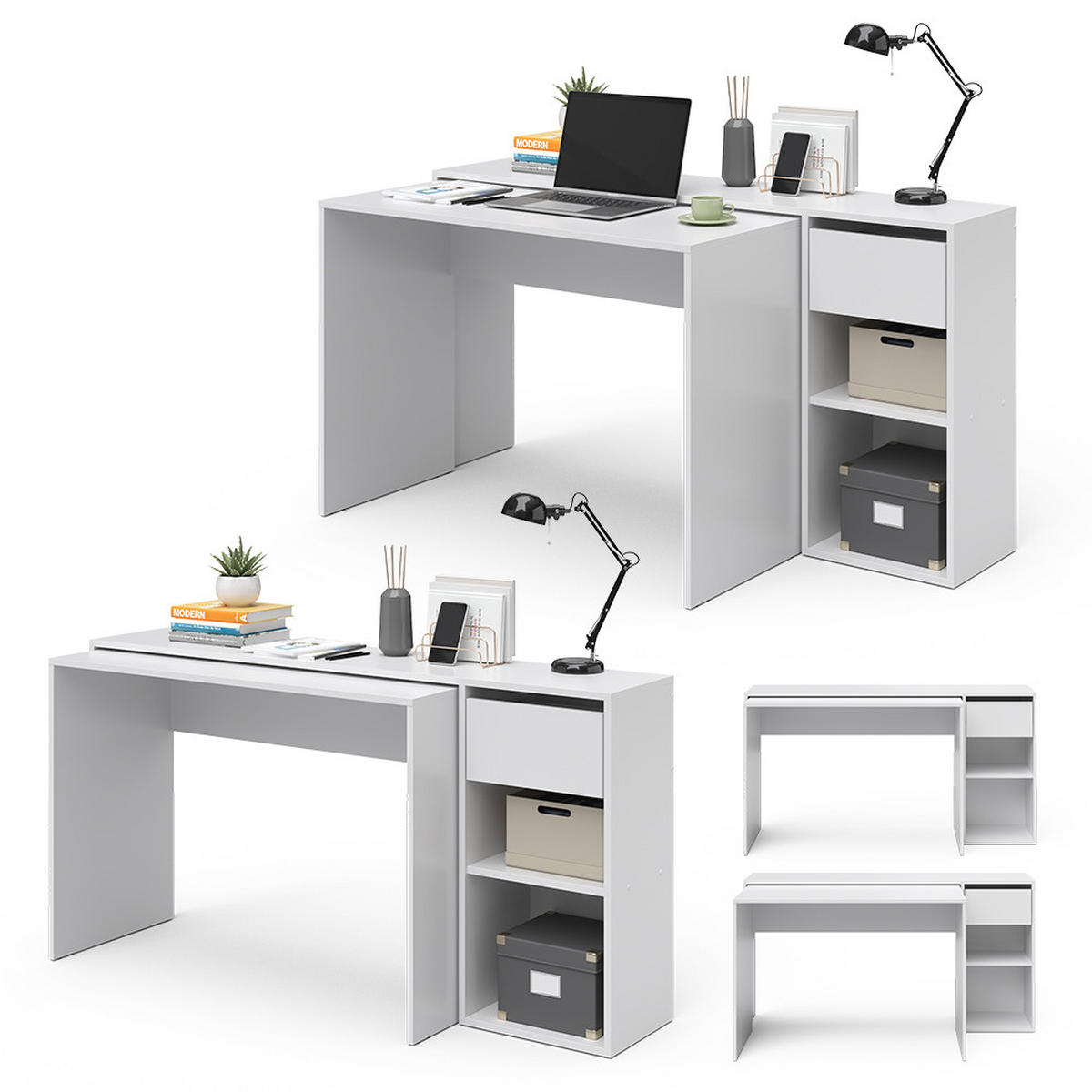 SCHREIBTISCH Ben Weiß 145 x 46.4 cm - Weiß, Holzwerkstoff (46.4/145/75.8cm) - Vicco