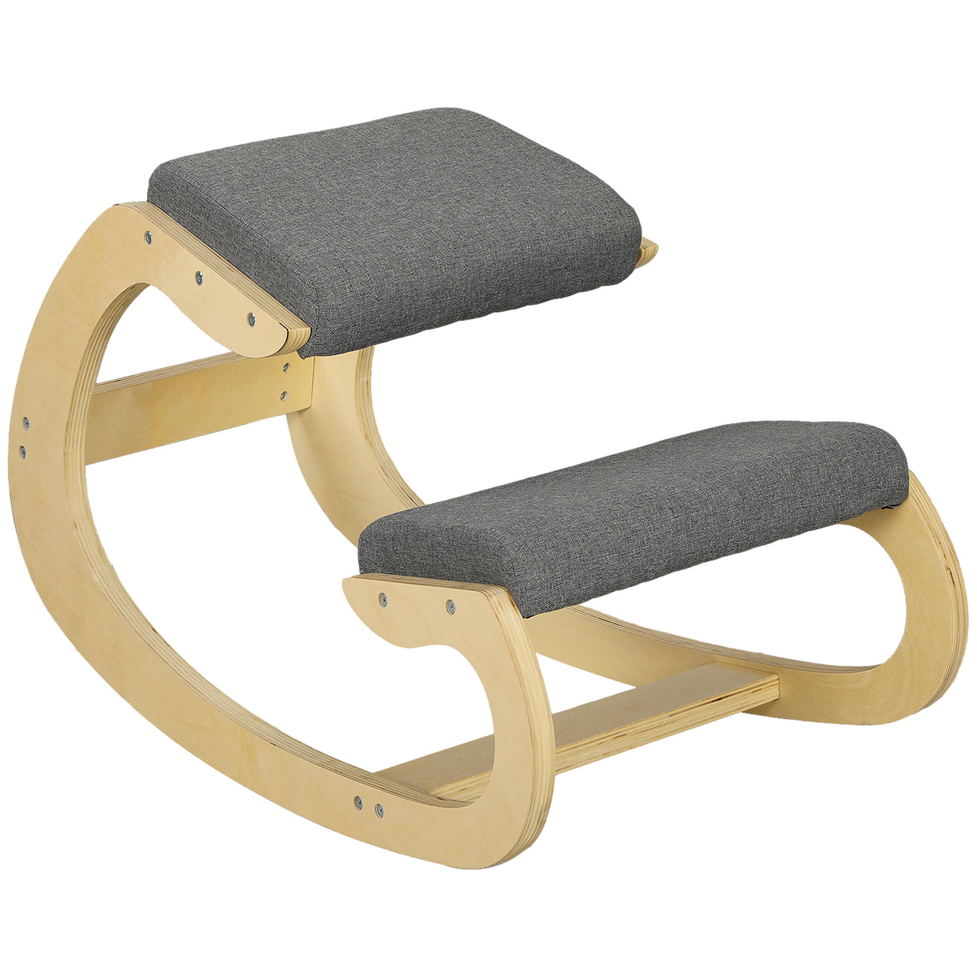 KNIESTUHL Ergonomisch, Kniestuhl aus Holz, Grau - Grau, Holz (54.5/54/85cm) - HOMCOM