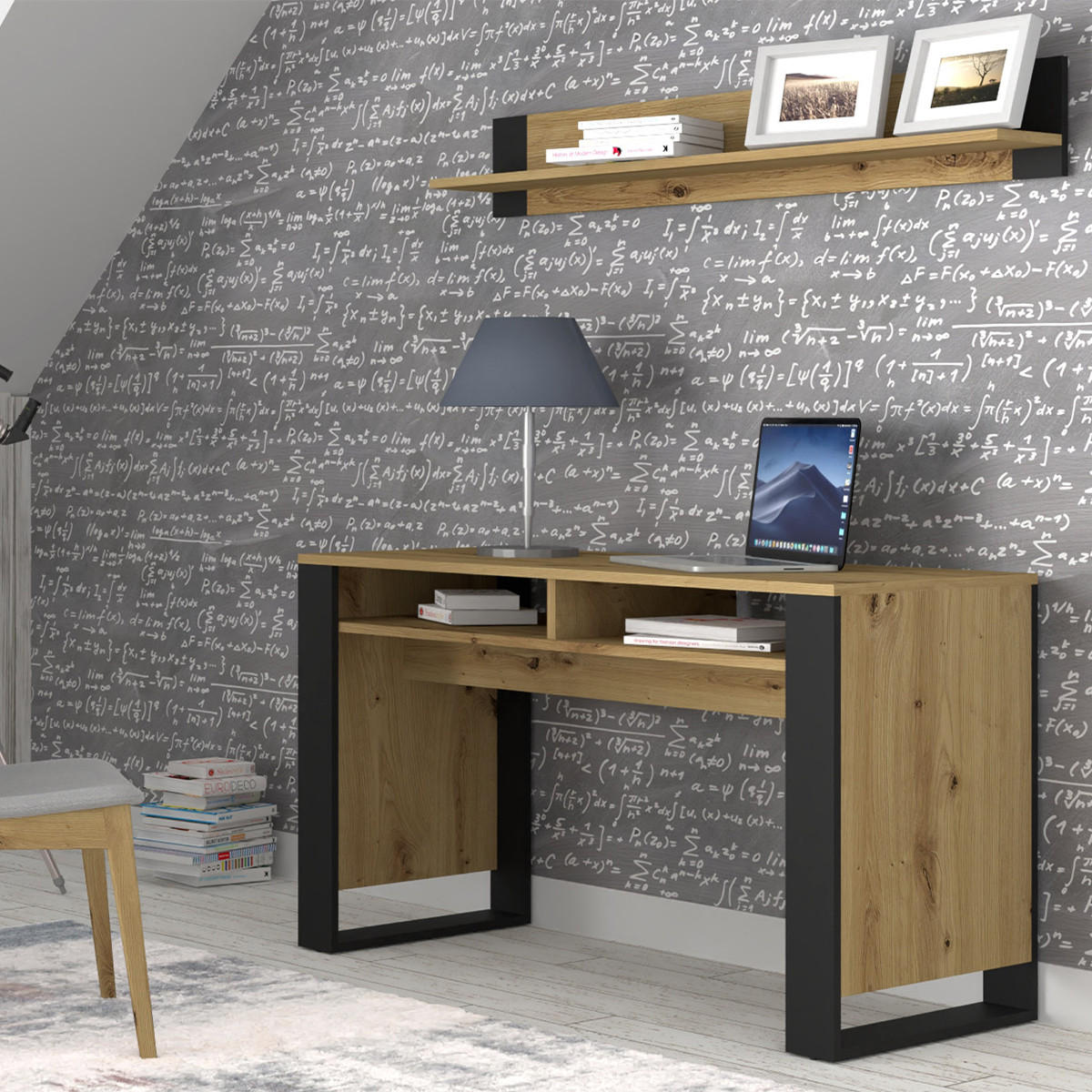 SCHREIBTISCH Gani Holz und Mattschwarz - Schwarz, Holzwerkstoff (55/120/75cm) - Petits-meubles