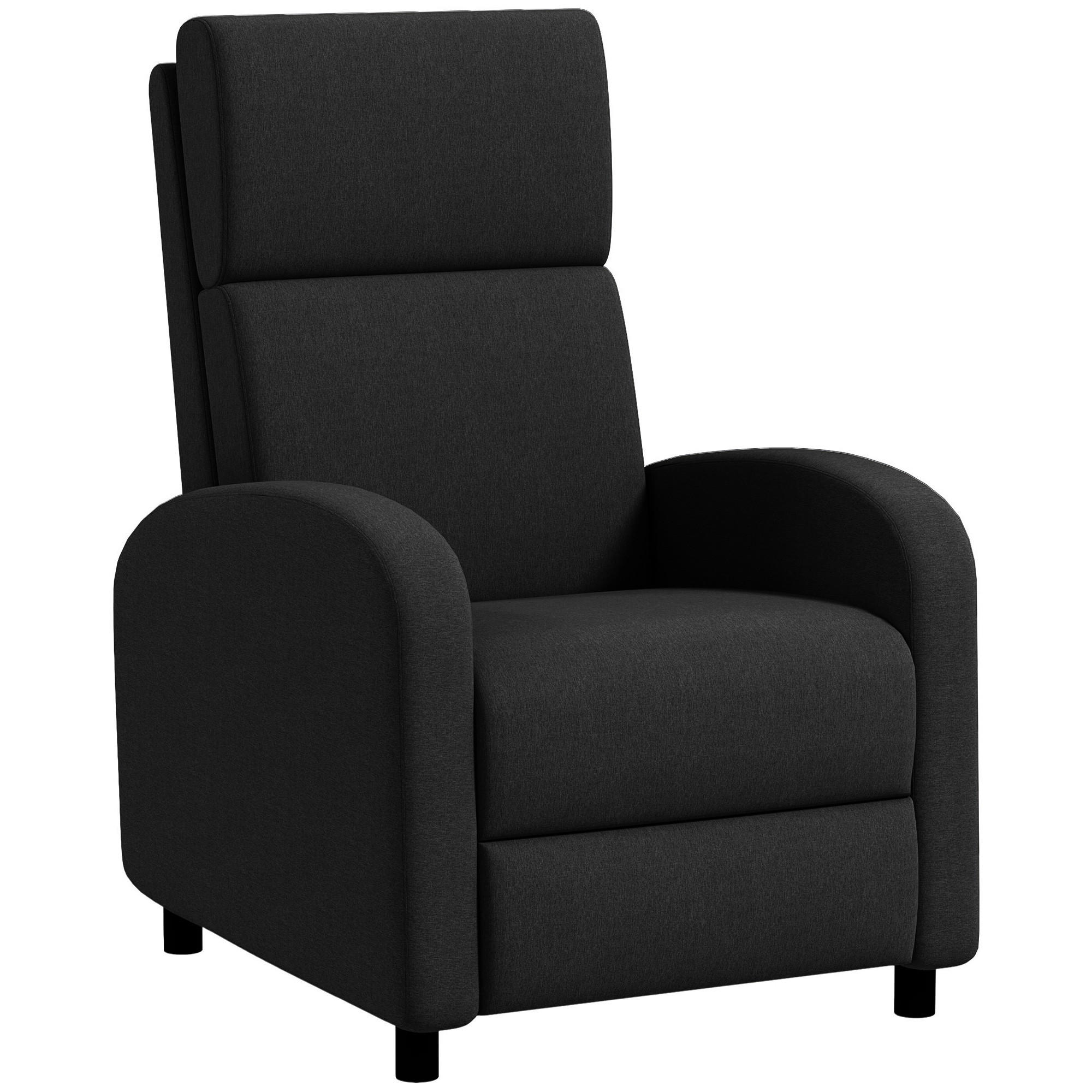 RELAXSESSEL DE-06388 160° neigbar, Fußstütze, Leinenoptik Schwarz - Schwarz, Holzwerkstoff/Textil (64/102/86cm) - ComfortXL