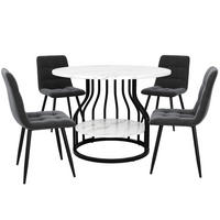 ESSGRUPPE DE-39222 runder 80 cm Tisch mit 4 Stühlen Grau/Schwarz - Schwarz/Grau, Holzwerkstoff (80/76/80cm) - ComfortXL