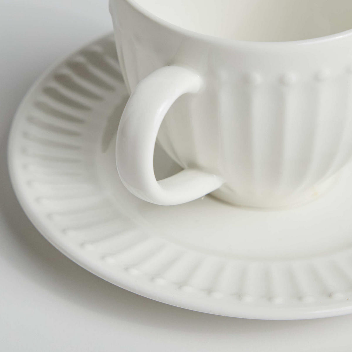 TASSE MIT UNTERTASSE Carrina - Weiß, Keramik (0.12L) - home&you