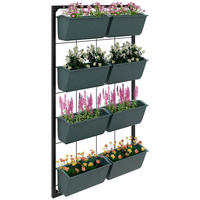 PFLANZENTREPPE, Blumenregal für Garten, Dunkelgrün, 52,5 x 14 x 90 cm - Schwarz, Metall (14/90/52.5cm) - Outsunny