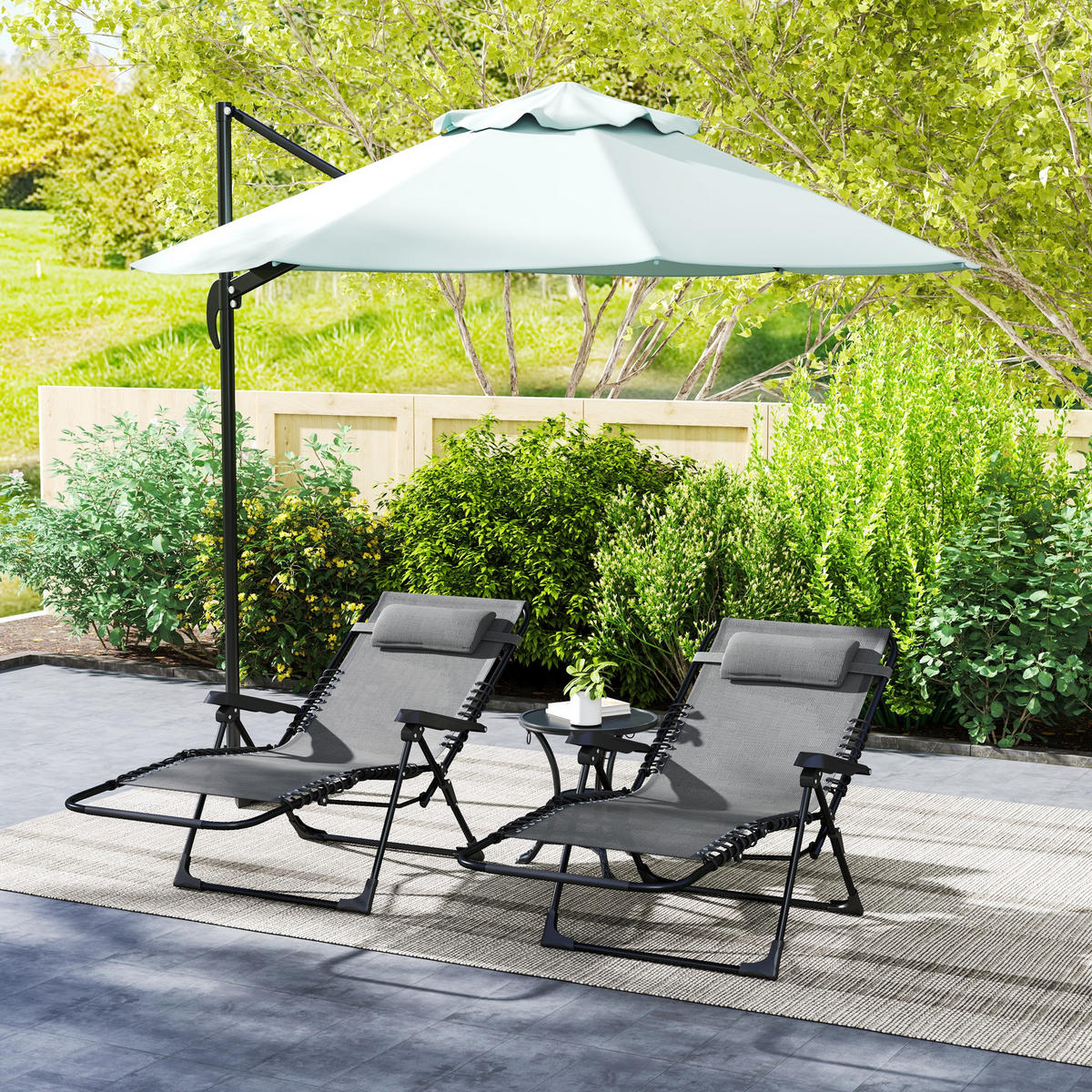 SONNENLIEGE 2er-Set DE-15656 5-fach verstellbar, klappbar Grau - Grau, Metall (65/112/90cm) - ComfortXL