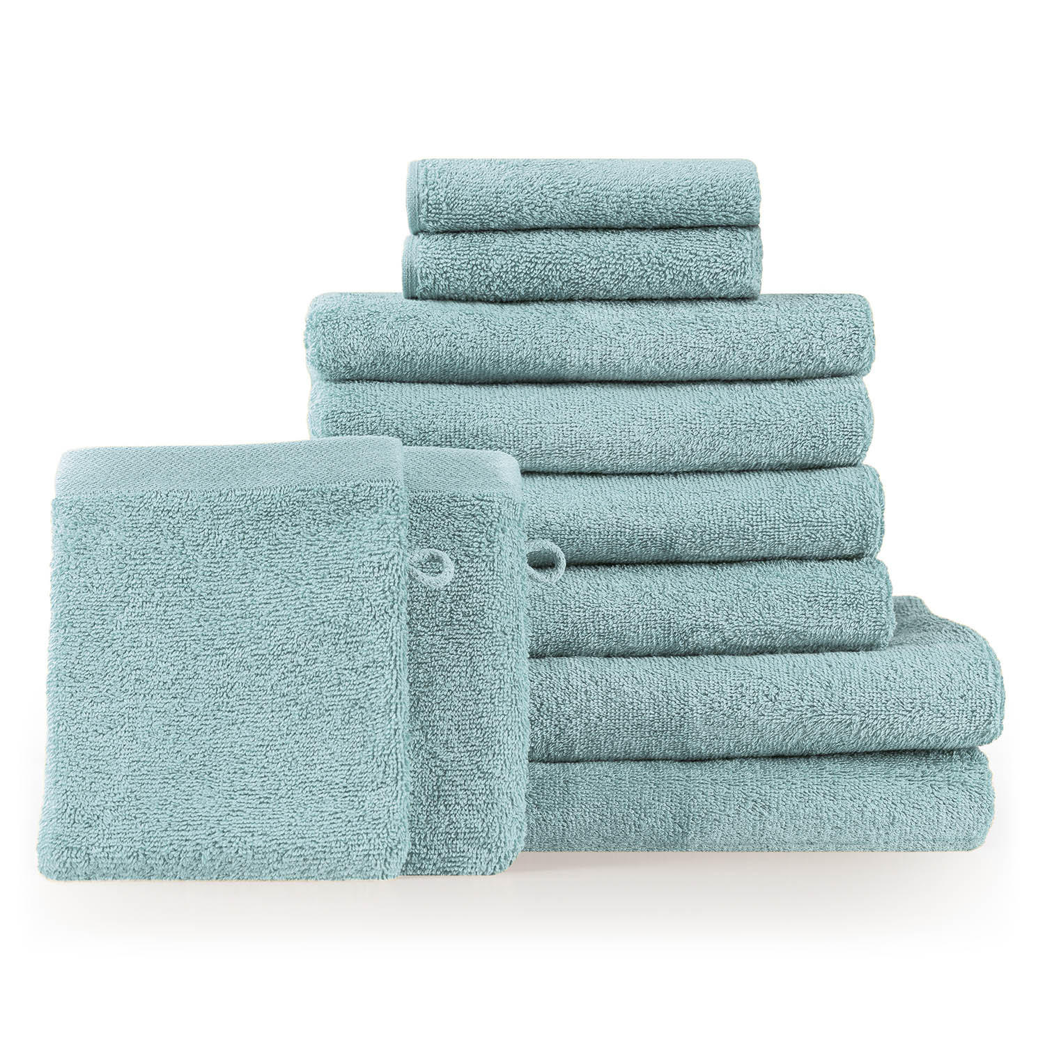 HANDTUCH 8-teilig, 2x Badetuch 70/140 + 4x Handtuch 50/100 + 2x Gästetuch 30/30 + 2x Waschlappen 15/20 cm, Hellblau - Hellblau, Textil (70/140cm) - Blumtal