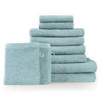 HANDTUCH 8-teilig, 2x Badetuch 70/140 + 4x Handtuch 50/100 + 2x Gästetuch 30/30 + 2x Waschlappen 15/20 cm, Hellblau - Hellblau, Textil (70/140cm) - Blumtal