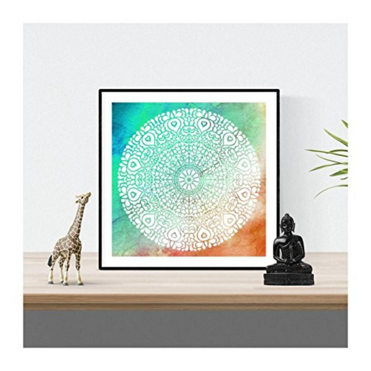 POSTER Set mit 4 Mandalas Wahrheit 20x20cm Schwarzer Rahmen - Schwarz, Papier (20/3cm) - Nacnic