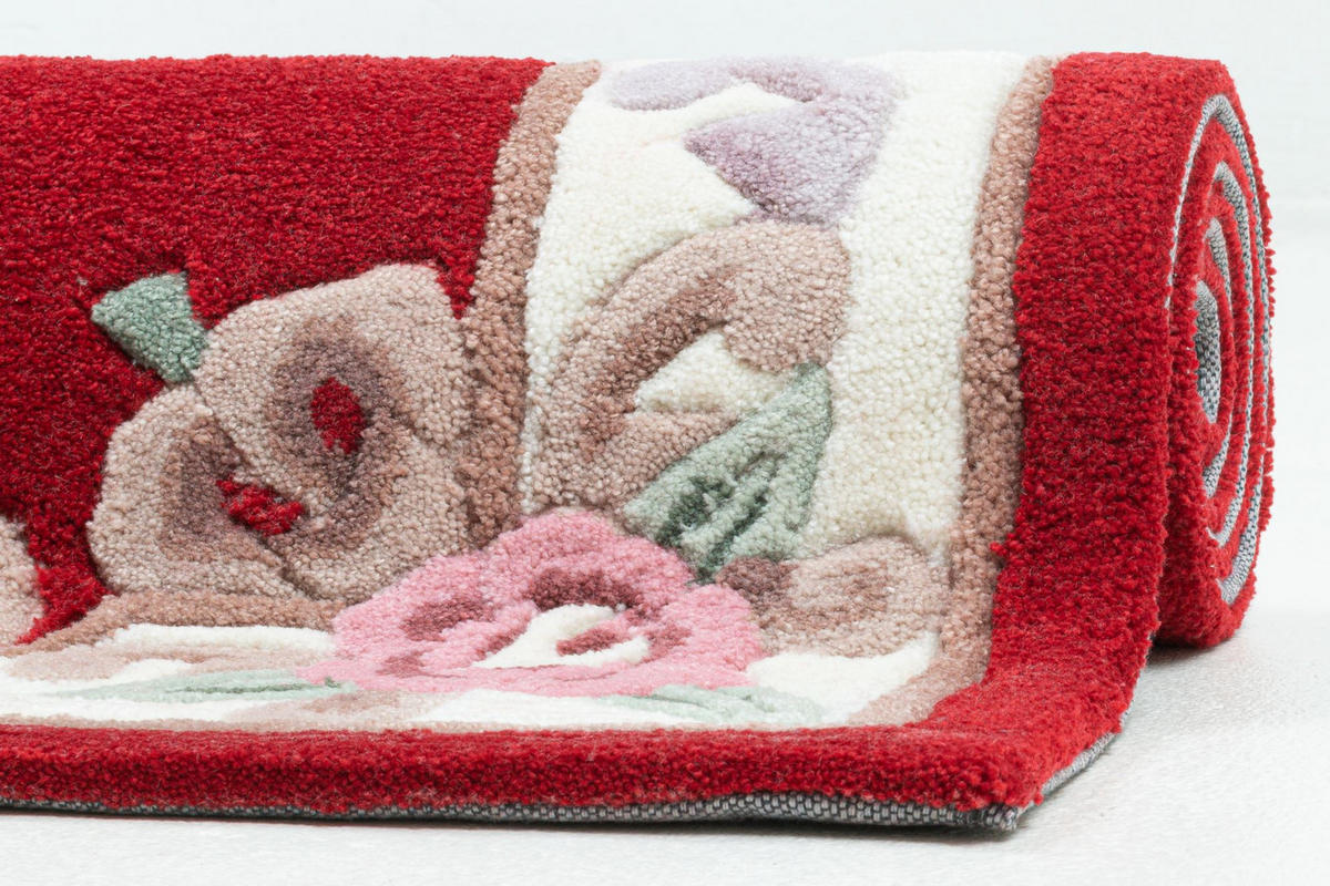 HANDTUFTTEPPICH Ming Bettumrandung 70x600 cm - Rot, Textil (70/600cm) - THEKO