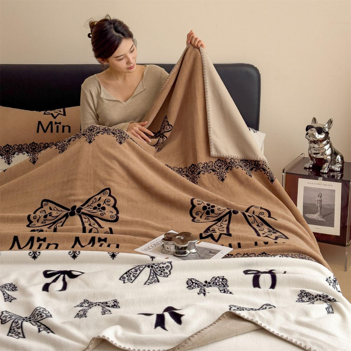 DECKE – Decke in Kaschmir-Optik – 100 x 150 cm – Hellbraun - Hellbraun, Textil (100/150cm)