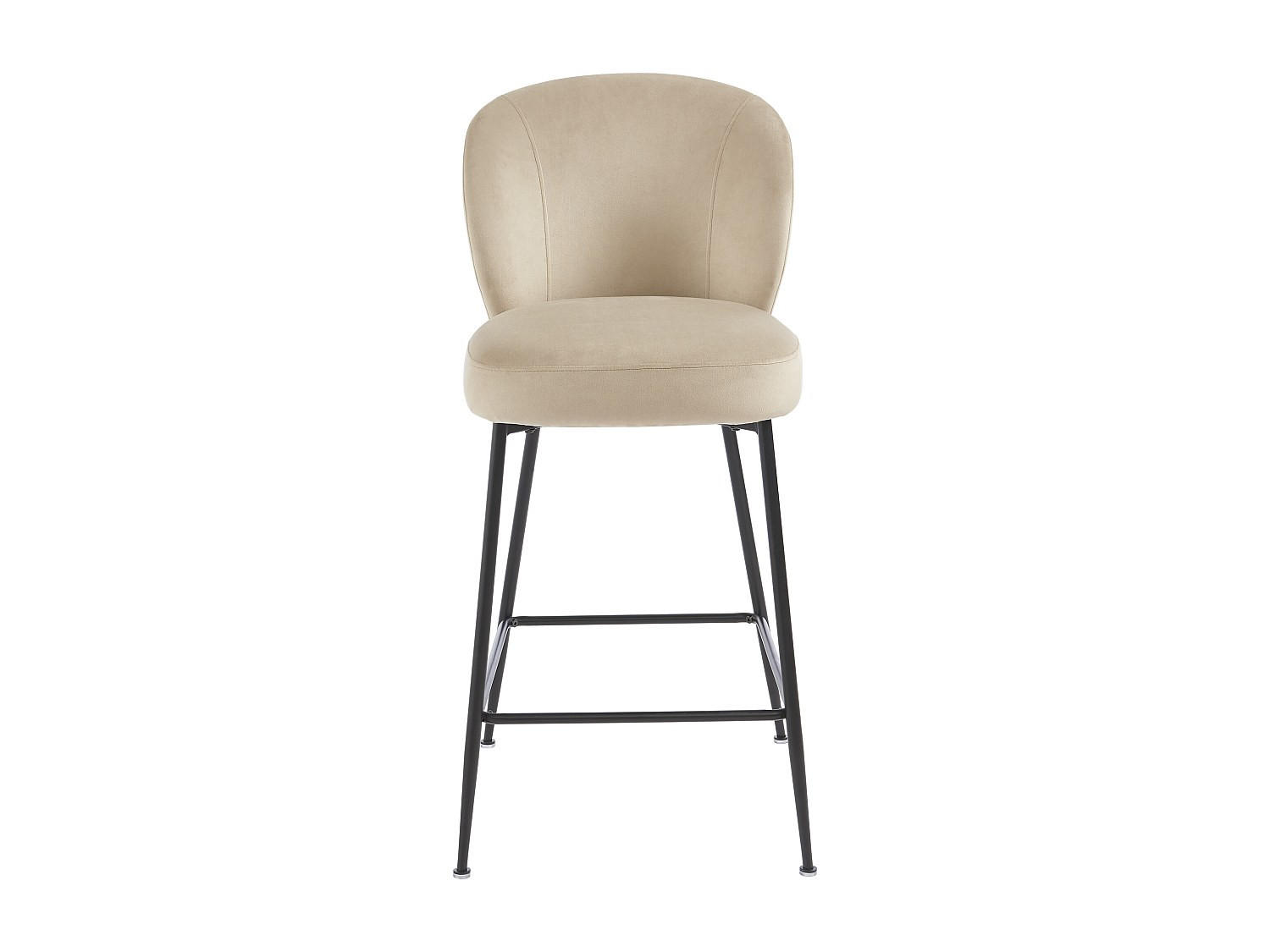 BARHOCKER - 44 cmcm x 56 cmcm - Samt, Stoff - Beige - POLPONA - Beige, Textil (44/96.5/56cm) - Vente-Unique