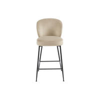 BARHOCKER - 44 cmcm x 56 cmcm - Samt, Stoff - Beige - POLPONA - Beige, Textil (44/96.5/56cm) - Vente-Unique