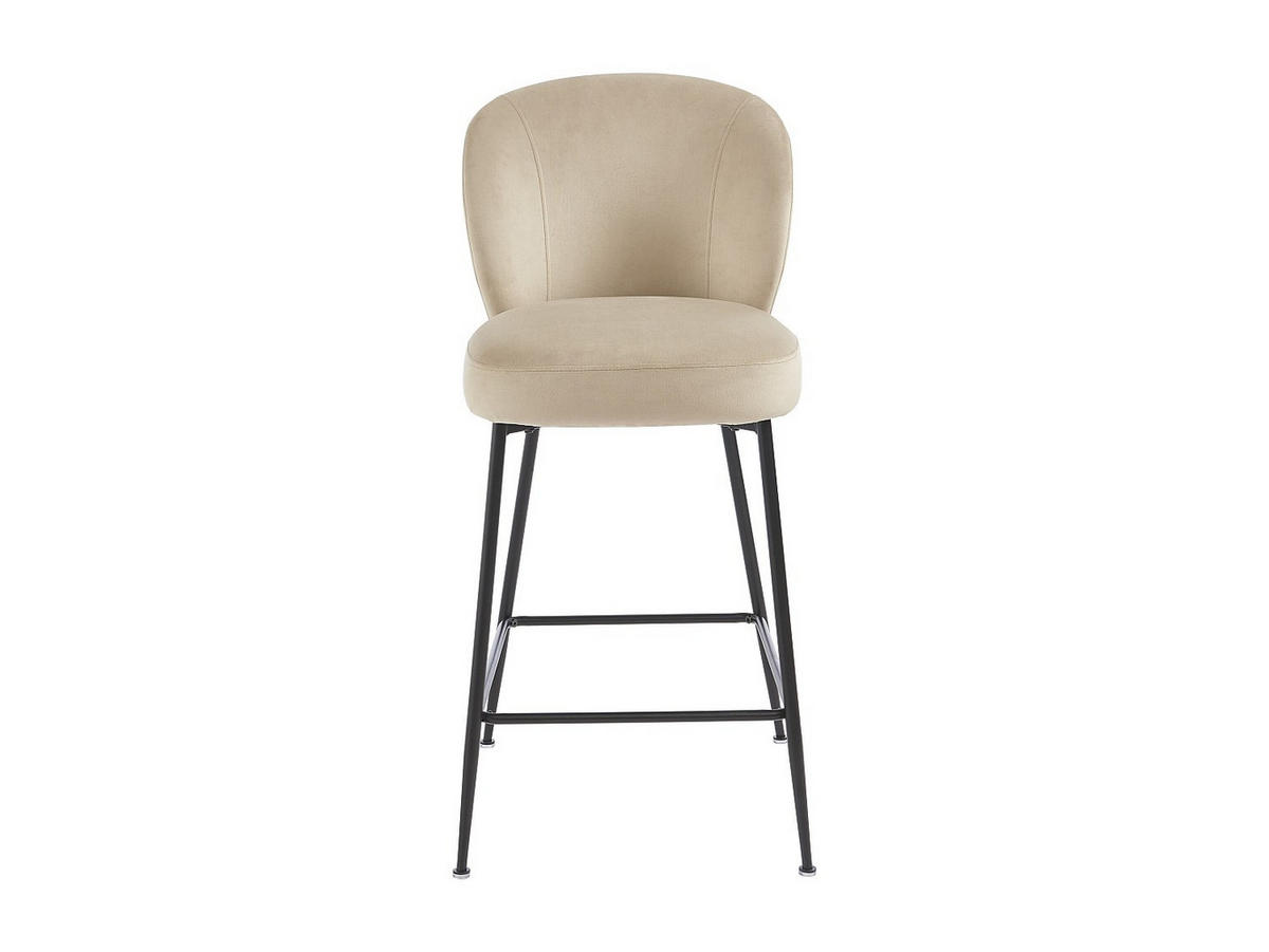 BARHOCKER 2er-Set - Samt & Schwarzes Metall - Beige - POLPONA - Beige, Textil (44/96.5/56cm) - Pascal Morabito