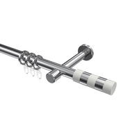 GARDINENSTANGEN-SET Prestige Mavell 160 cm, 1-läufig, 20 mm Ø Chrom - Chromfarben/Weiß, Metall (160cm) - INTERDECO