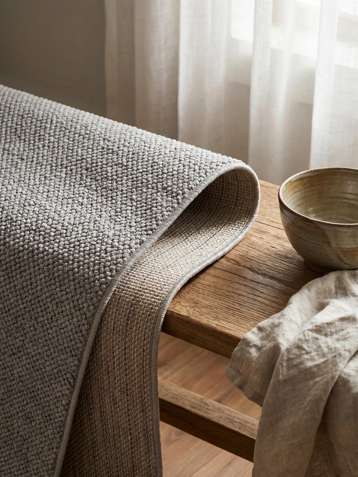 TEPPICH Flachgewebe LANGAU in Silber, meliert, 240 x 340 cm - Silberfarben, Textil (340/240cm) - KADIMA DESIGN