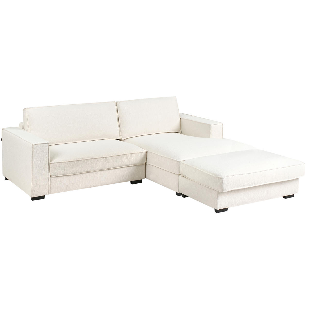 COLȚAR bouclé alb crem cu otomană pe partea stângă Renders - bej/crem, material textil (257/136cm) - Beliani