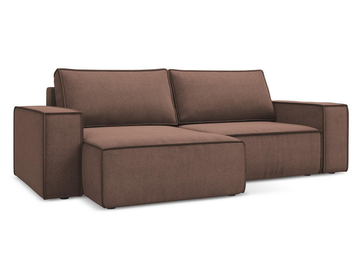 ECKSOFA mit Schlaffunktion Strukturstoff Stoff Pink - Pink/Hellrosa, Kunststoff/Textil (148/257cm) - Makamii