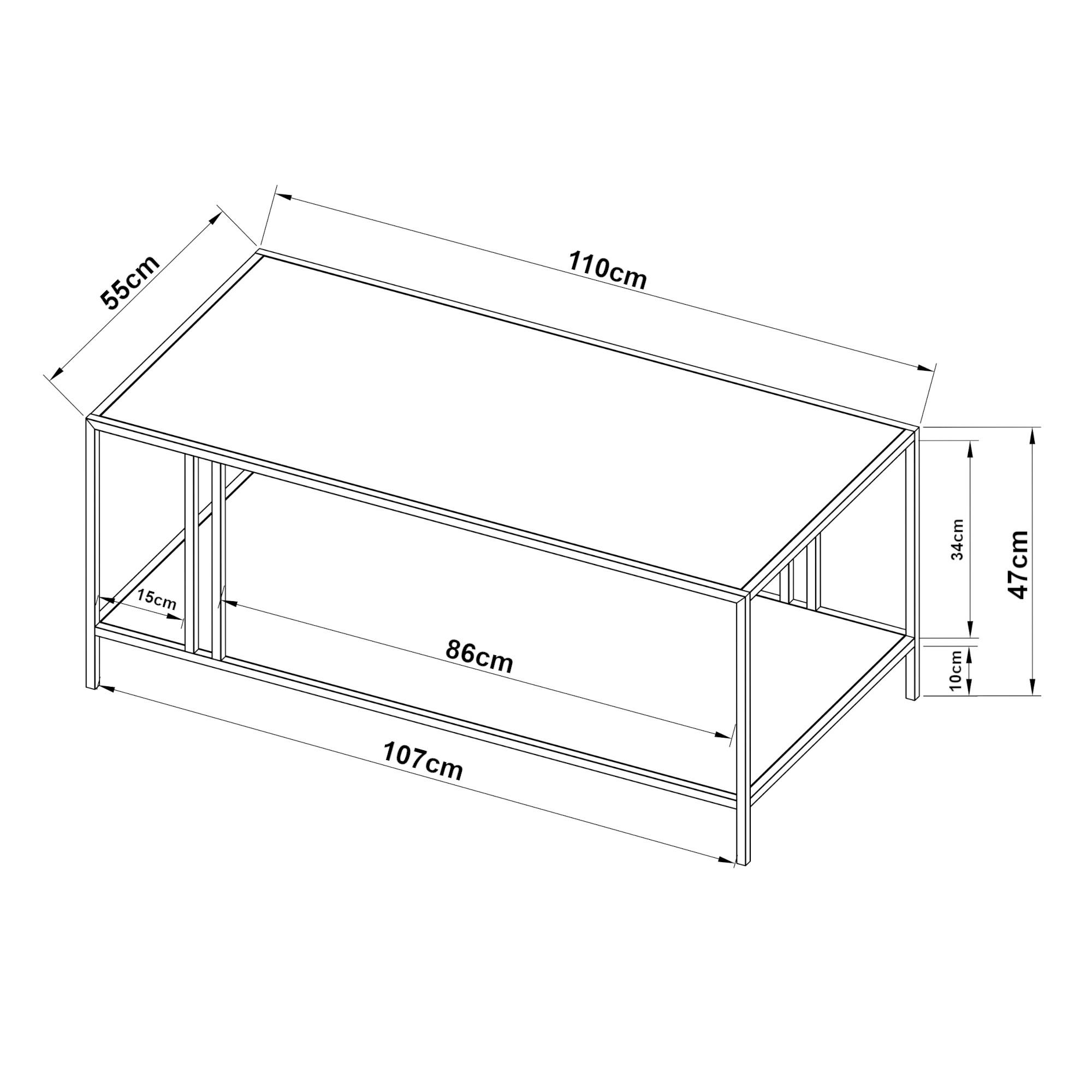 COUCHTISCH Kumlinge 110/55/47 cm - Weiß, Metall (55/110/47cm) - [en.casa]