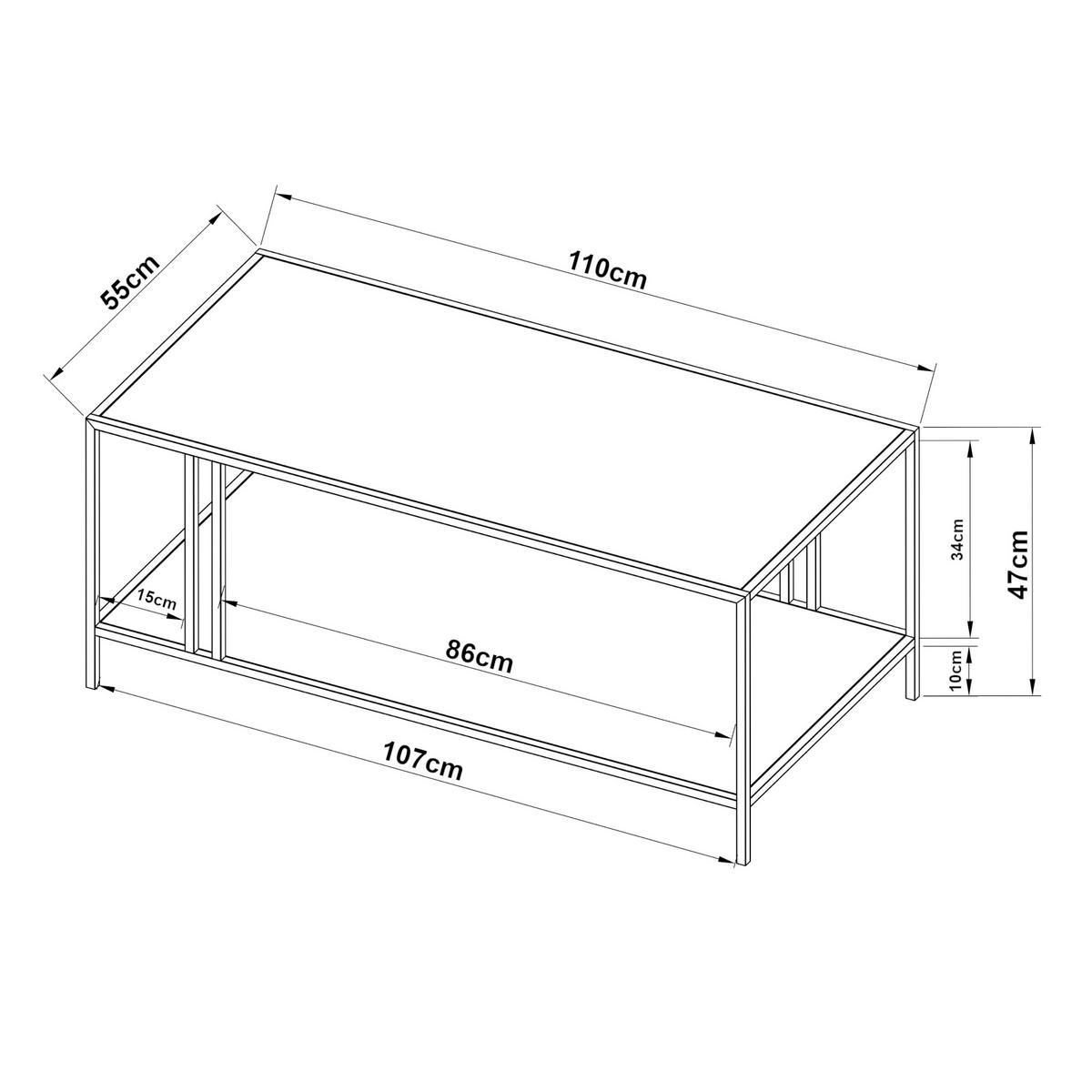 COUCHTISCH Kumlinge 110/55/47 cm - Schwarz, Metall (55/110/47cm) - [en.casa]