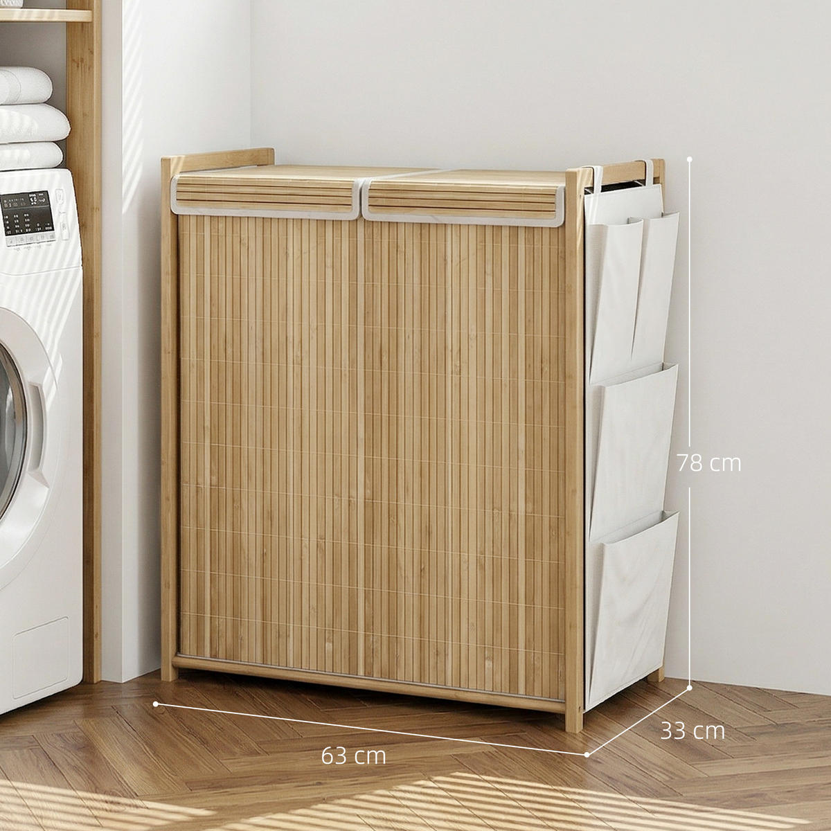 WÄSCHESAMMLER Bambus Naturholz - Naturfarben, Naturmaterialien (33/78/63cm) - HOMCOM
