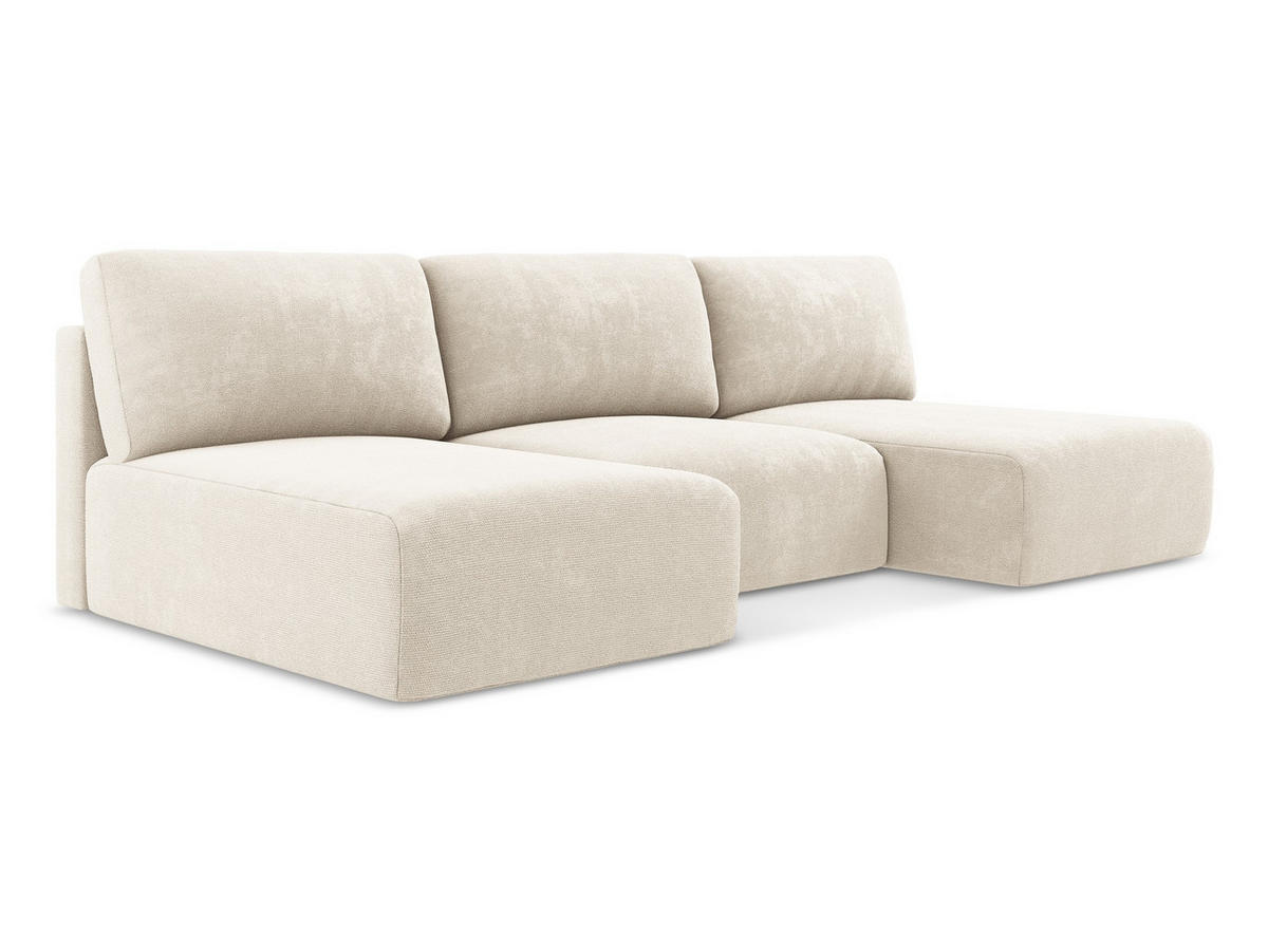 WOHNLANDSCHAFT Chenille Stoff Beige - Beige/Creme, Kunststoff/Textil (304/79/149cm) - Makamii