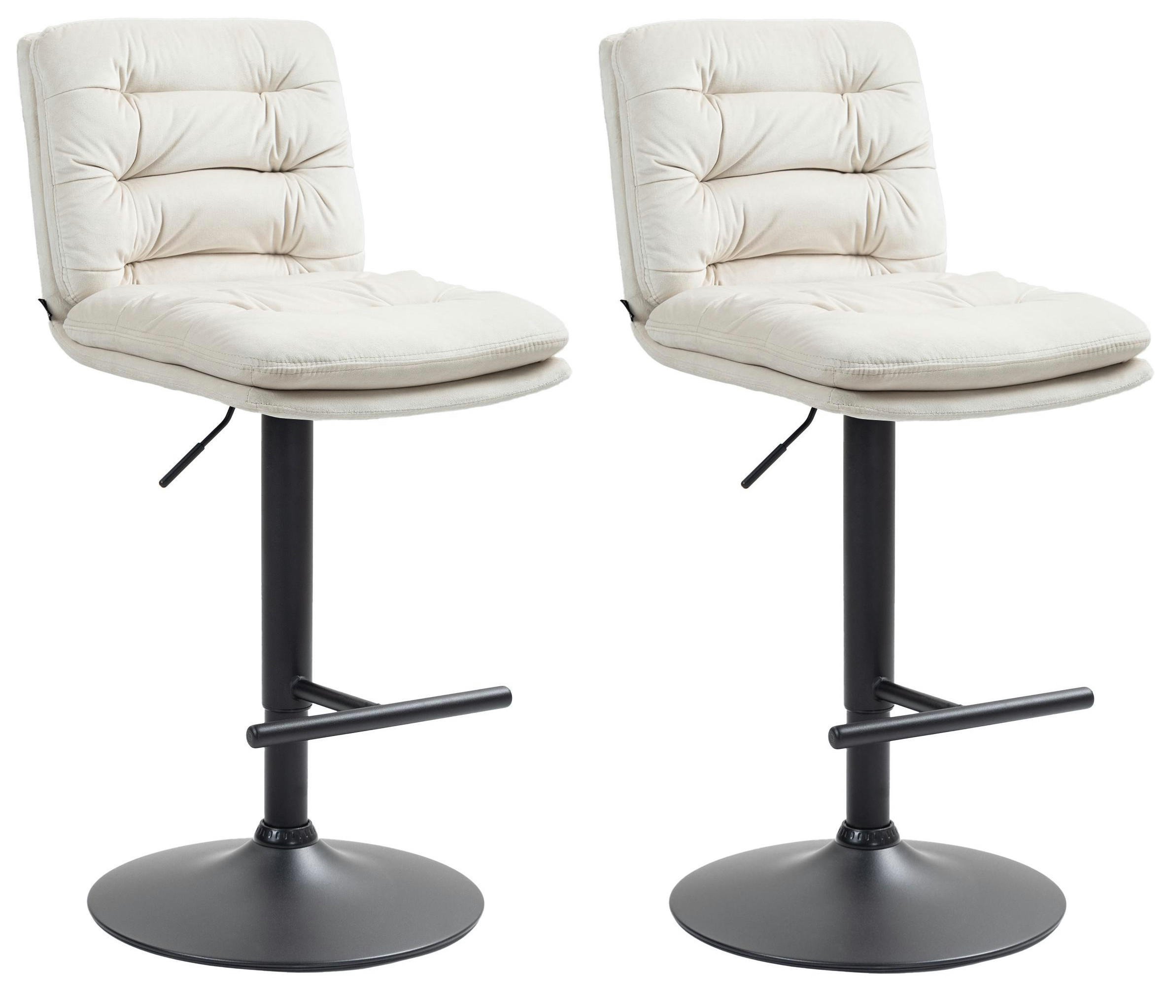 BARHOCKER 2er Set Samt creme - Creme/Schwarz, Textil/Metall (42/94/56cm) - CLP