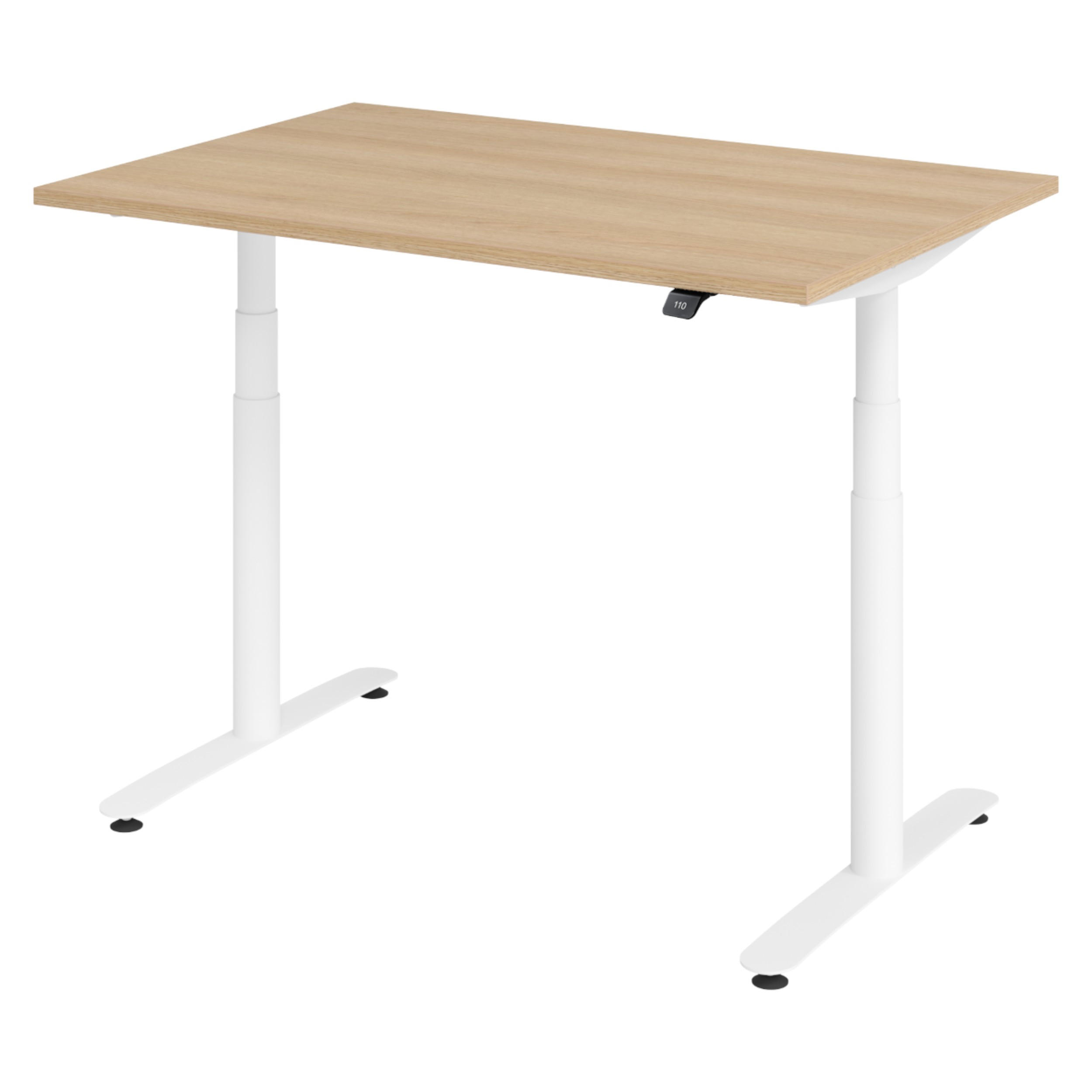 SCHREIBTISCH elektrisch Bluetooth & App XDLR 120/80/72 cm in Eichefarben/Weiß - Eichefarben/Weiß, Holzwerkstoff (120/80/72cm) - bümö
