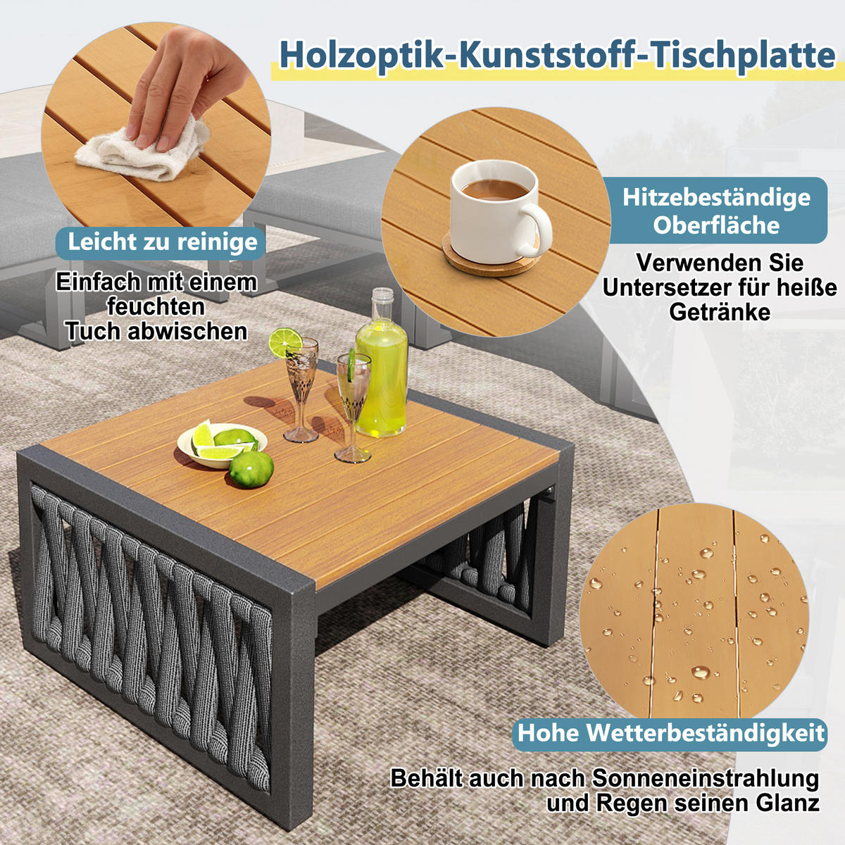 DOPPELLIEGE 6 Personen Grau Mit Verstellbarer Rückenlehne - Grau, Metall - FLIEKS