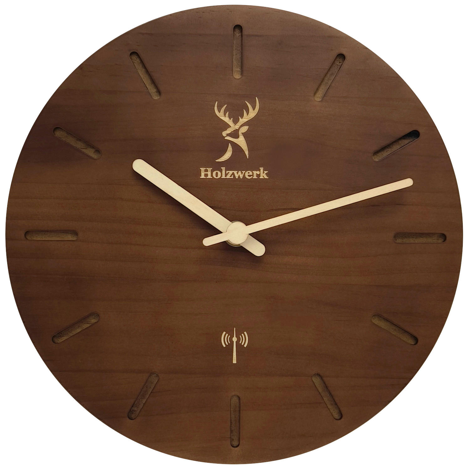 Holzwerk Wanduhr Dunkelbraun, Beige 25x25x2.2 cm