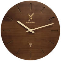 WANDUHR Holz Designer STARNBERG (FUNK) Loft Wand Uhr, braun - Dunkelbraun/Beige, Holz (25/25/2.2cm) - Holzwerk