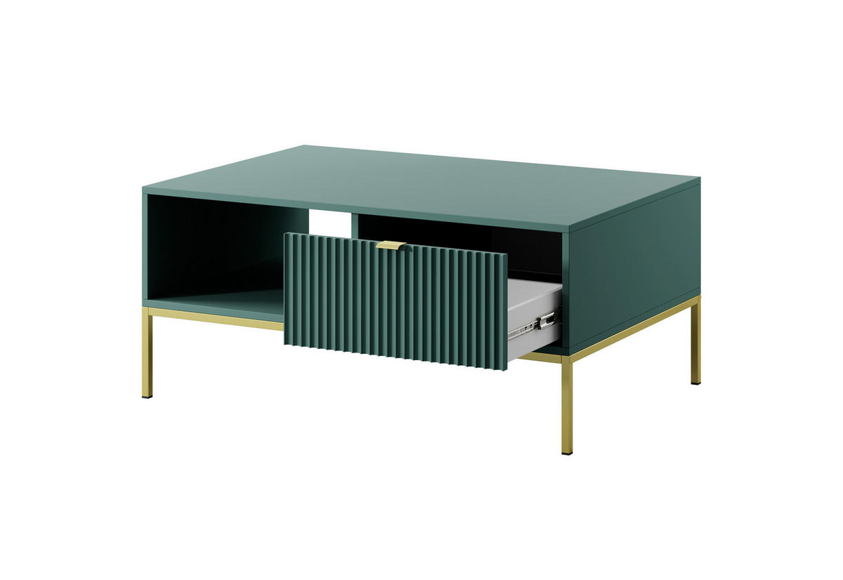 COUCHTISCH NOVA - L104, goldenen Akzenten, 104x68x46 cm Lablador - Türkis/Goldfarben, Holzwerkstoff/Kunststoff (68/104/46cm) - DomoHome