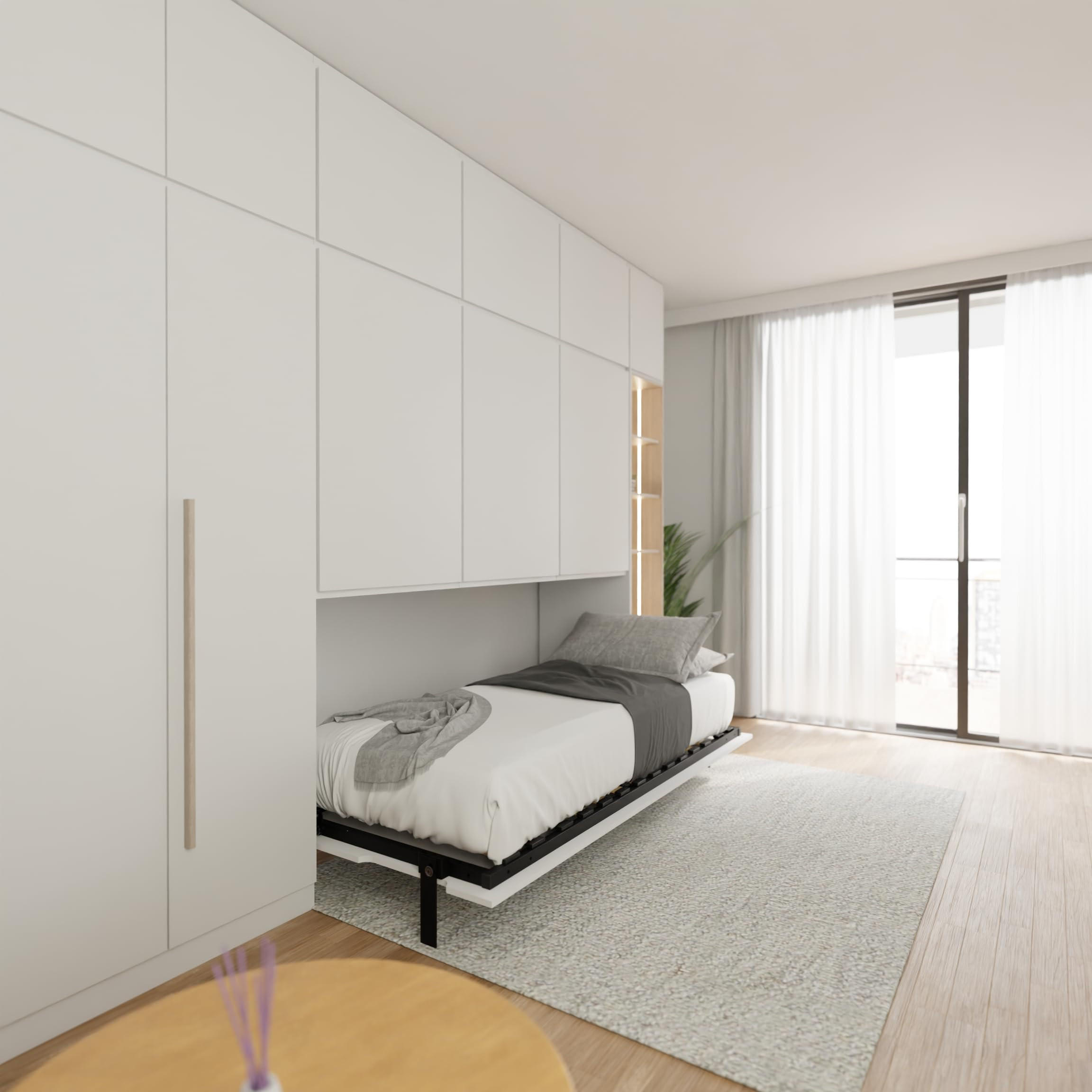 SCHRANKBETT Morphy Einbaubares 200x100 Horizontal - Weiß, Holz/Metall (200/100cm) - WallBedKing