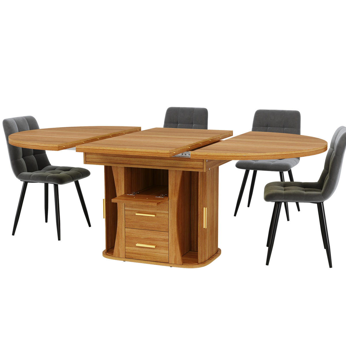 ESSTISCH 118-158/118/77 cm in Walnut aus MDF, ausziehbar mit Stauraum - Braun, Holzwerkstoff (118/118/77cm) - Flora Grace