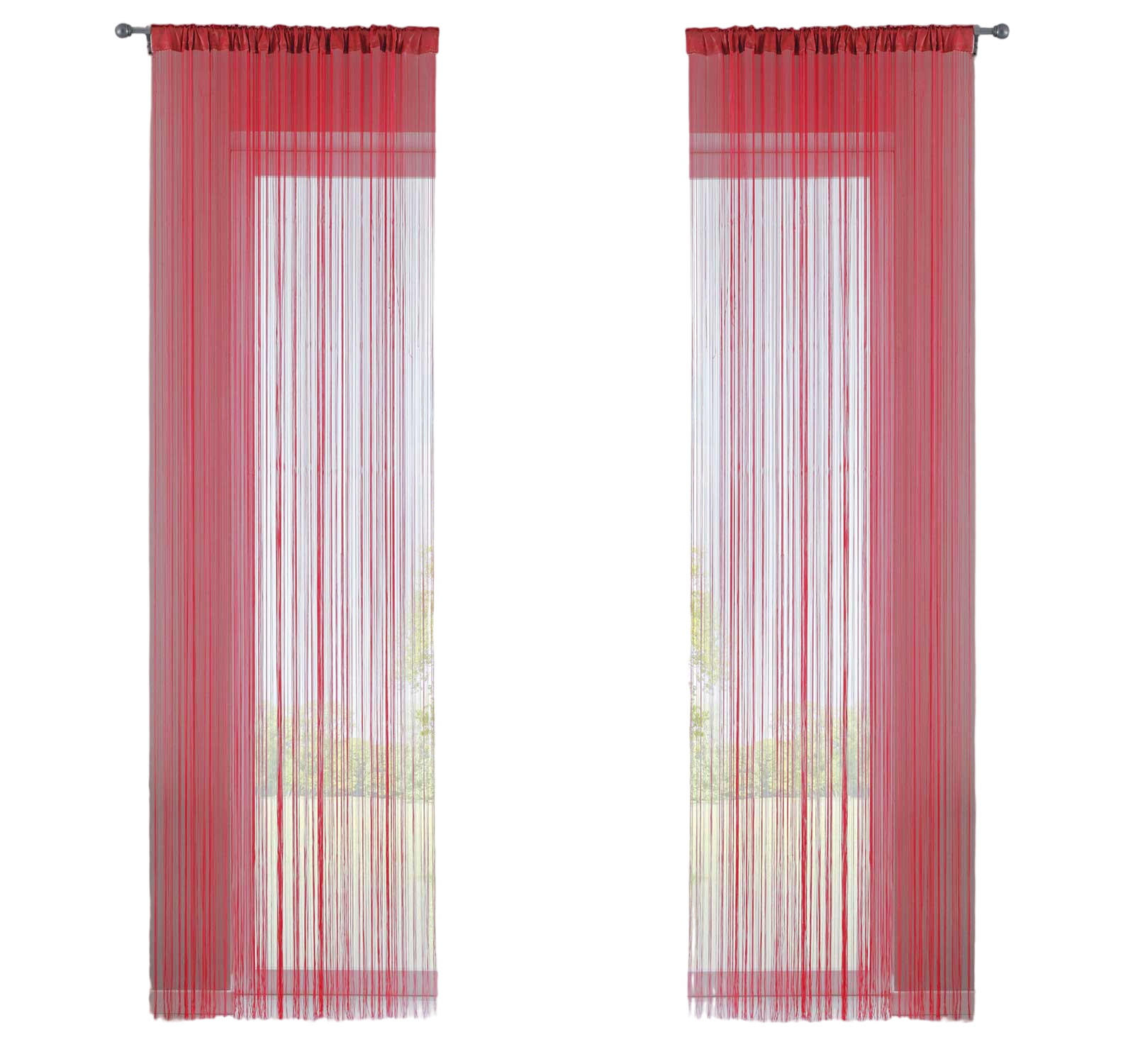 FADENGARDINE 2ER SET HxB 250x140 cm Rot - Rot, Textil (140/250cm) - Gardinenbox