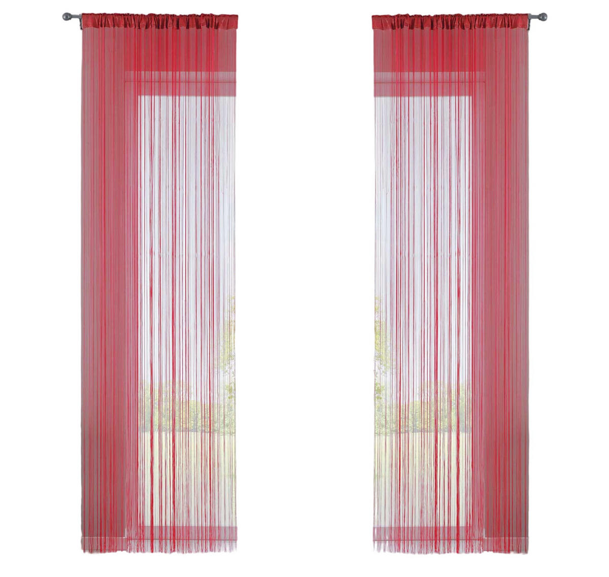 FADENGARDINE 2ER SET HxB 250x140 cm Rot - Rot, Textil (140/250cm) - Gardinenbox