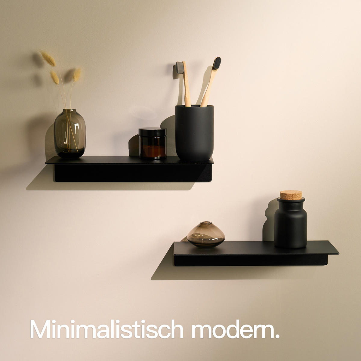 WANDREGAL OHNE BOHREN 30 cm Doppelpack Schwarz - Schwarz, Metall (30/5/11cm)