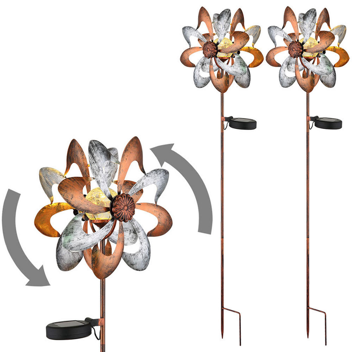 LED AUSSENLEUCHTE Metall Gold 2er Set - Goldfarben, Kunststoff (22/12/92cm) - Globo Lighting