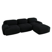 ECKSOFA Cord Schwarz modular kombinierbar - Schwarz, Textil (298/178cm) - WISHDOR