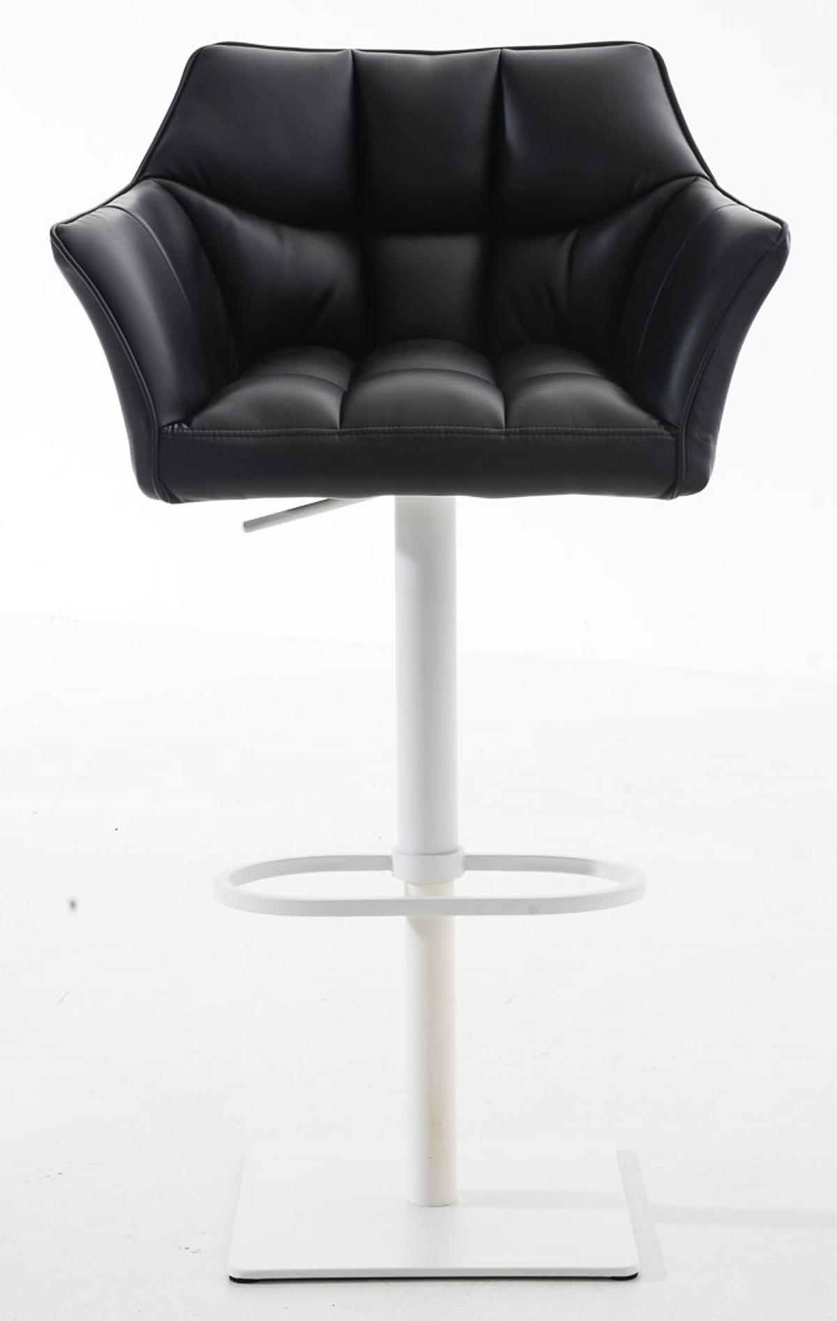BARHOCKER 2er Set Damaskus Kunstleder weiß schwarz - Schwarz/Weiß, Textil/Metall (64/110/48cm) - TPFLiving