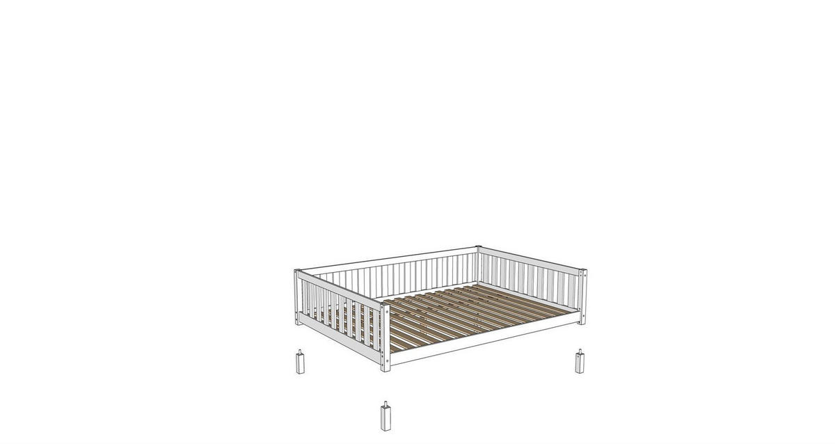 TAGESBETT Kapua 140x200 mit Bettschublade Rausfallschutz Kiefer massiv - Kieferfarben, Holz (140/200cm) - 58aufmkessel